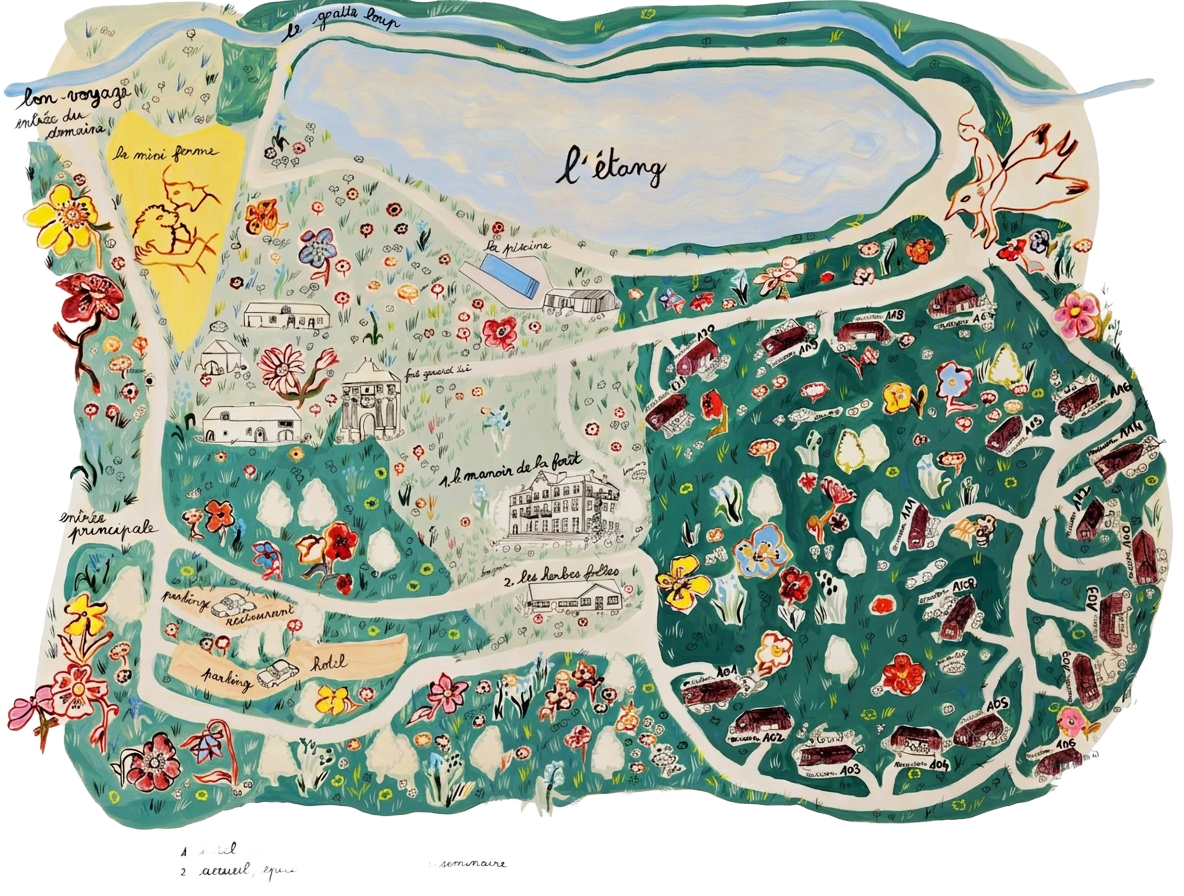 Illustrated map of the Repère Sauvage estate